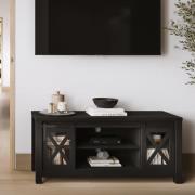 Clive Wooden TV Stand With 2 Doors In Black