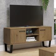 Tilston Wooden TV Stand With 2 Doors In Oak And Black