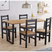 Tilston Wooden Large Dining Table With 4 Chairs In Oak