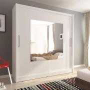 Waldorf IX Mirrored 200cm Wardrobe 2 Sliding Doors In Matt White