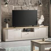 Cancun Wooden TV Stand With 2 Doors 1 Drawer In Meringue Oak