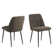 Bethel Taupe Fabric Dining Chairs With Black Legs In Pair