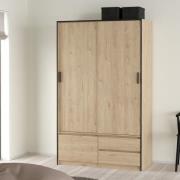 Lebanon Wooden Wardrobe With 2 Sliding Doors 2 Drawers In Oak