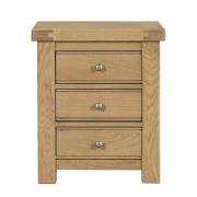 Danville Wooden Bedside Cabinet With 3 Drawers In Oak