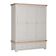 Dawson Wooden Wardrobe With 3 Doors 3 Drawers In Taupe