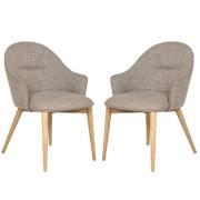 Edmonton Latte Fabric Dining Chairs With Oak Legs In Pair