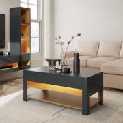 Langley Wooden Coffee Table In Anthracite And Oak With LED