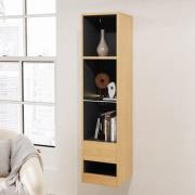 Langley Tall Wooden Shelving Unit In Oak And Anthracite With LED