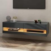 Langley 120cm Wooden TV Stand In Anthracite And Oak With LED