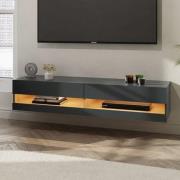 Langley 150cm Wooden TV Stand In Anthracite And Oak With LED