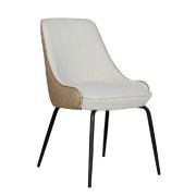 Santiago Fabric Dining Chair With Black Legs In Biscuit