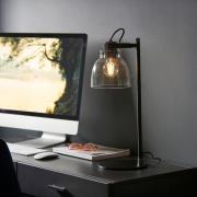 Butte Tinted Glass Shade Lamp Table In Smoked Grey