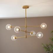 Bemidji 6 Lights Clear Glass Pendant Ceiling Light In Brass