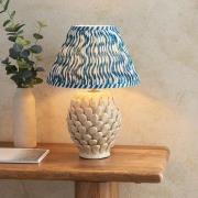 Riyadh Marlin Blue 30cm Shade Large Ceramic Table Lamp In Ivory