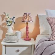 Laredo Pearl Grey 16cm Shade Wood Table Lamp In Pink Clay