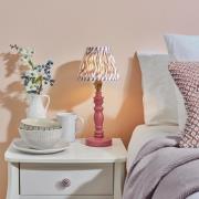 Riyadh Pearl Grey 16cm Shade Wood Table Lamp In Pink Clay