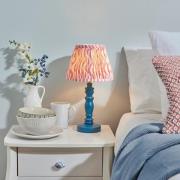 Riyadh  Pink 20cm Shade Wood Table Lamp In Marlin Blue