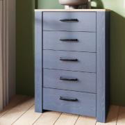 Bogota Wooden Chest Of 5 Drawers In Navy And Oak