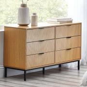 Sarnia Wooden Chest Of 6 Drawers Wide In Natural