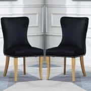 Alpine Jet Black Fabric Dining Chairs In Pair
