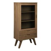 Agnano Wooden Display Cabinet With 1 Door 2 Drawers In Smoked Oak