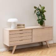 Agnano Wooden Sideboard 1 Sliding Door 4 Drawers In White Oak