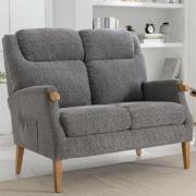 Ledyard Fabric 2 Seater Sofa In Steel Blue With Wooden Legs