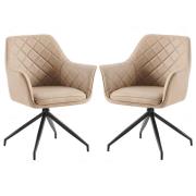 Alcoa Mink PU Leather Dining Chairs With Black Legs In Pair