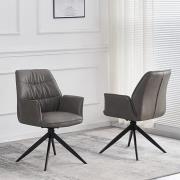 Beloit Storm Grey Faux Leather Dining Chairs In Pair