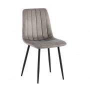 Terrell Velvet Dining Chair In Grey With Black Metal Legs