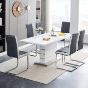 Parini Small Extending White Dining Table 4 Symphony Black Chairs