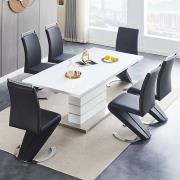 Parini Small Extending White Dining Table 4 Summer Black Chairs