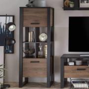 North Wooden Display Cabinet In Okapi Walnut And Matt Black