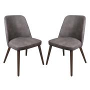 Avelay Vintage Steel Grey Faux Leather Dining Chairs In Pair