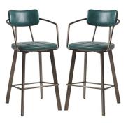 Alstan Vintage Teal Faux Leather Bar Stools In Pair