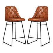 Hayton Bruciato Genuine Leather Bar Stools In Pair