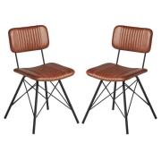 Dinas Bruciato Genuine Leather Dining Chairs In Pair