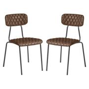 Kelso Vintage Brown Faux Leather Dining Chairs In Pair