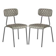 Kelso Vintage Silver Faux Leather Dining Chairs In Pair