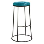 Matron Industrial Teal Faux Leather Bar Stool With Black Frame