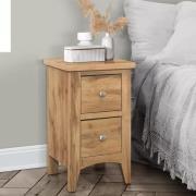 Hebron Wooden Bedside Cabinet With 2 Drawers In Oak
