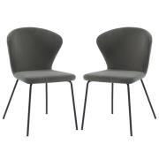 Sarnia Dark Grey Corduroy Fabric Dining Chairs In Pair