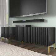 Wayne Wooden TV Stand With 4 Doors In Black