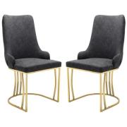 Burma Grey PU Leather Dining Chairs With Gold Frame In Pair