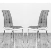 Hamden Grey And White Faux Leather Dining Chairs In Pair