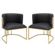Palmer Black Faux Leather Dining Chairs With Gold Frame In Pair