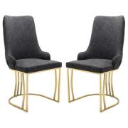 Burma Charcoal PU Leather Dining Chairs With Gold Frame In Pair