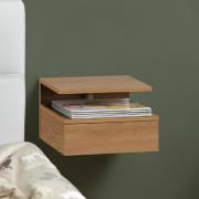 Ashanti Wall Hung Wooden Bedside Cabinet In Matt Oak