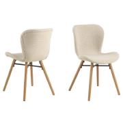 Baldwin Cream Fabric Dining Chairs With Oak Legs In Pair