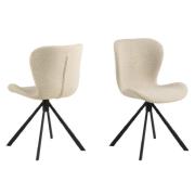 Baldwin Cream Fabric Dining Chairs With Black Legs In Pair